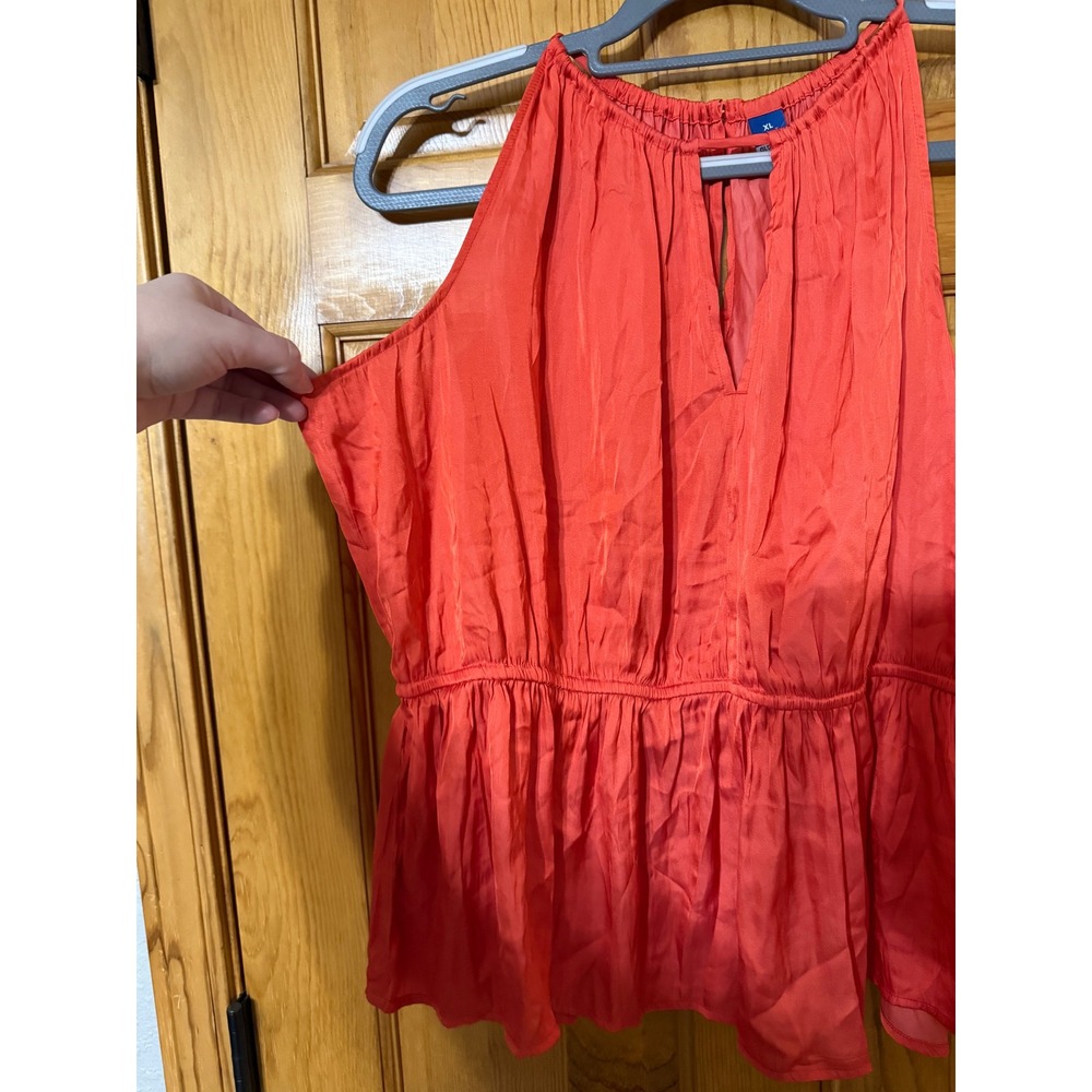 Old Navy Women's Coral Peplum Tank Top Size XL Keyhole Neck Sleeveless - Picture 3 of 6